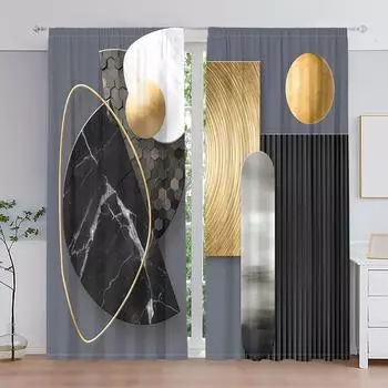 2 шт. абстрактный 3D геометрический художественный принт карниз для штор карманное крепление цифровые печатные шторы для гостиной спальни кабинета столовой 2x50W130H(CM)&rod pocket