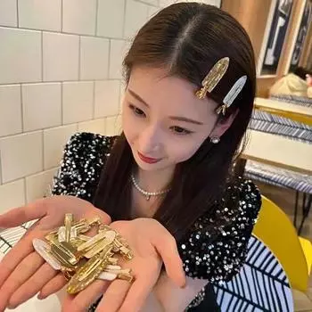 2 шт., ацетатные заколки для макияжа, корейская мода, золотисто-белая блестящая заколка для волос, головные уборы, аксессуары для волос для девочек и женщин 2pcs