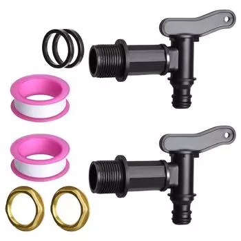 2 шт. Адаптер для бака, Сменный водяной кран с латунной гайкой 3/4 дюйма, Кран для бочки для воды, Крупная резьба, Садовый кран для водяных баков