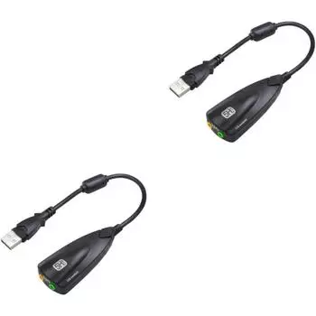 2 шт., адаптер для стереонаушников со звуковой картой, черный сменный USB-стереоадаптер для звуковой карты с внешним кабелем 5hv2 чёрный