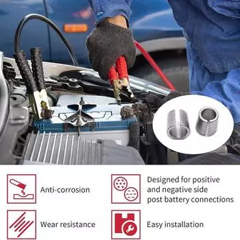 2 шт. адаптеры для клемм автомобильного аккумулятора, втулки, преобразователи клемм автомобильного аккумулятора, втулки, адаптеры для клемм, положительная и отрицательная ремонтная прокладка