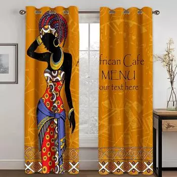 2 шт. Африканский узор этнические старинные шторы красочные племенные принты штанговые карманные шторы полузатемняющие шторы для гостиной 100W130H(CM)40x51in&Grommet Top