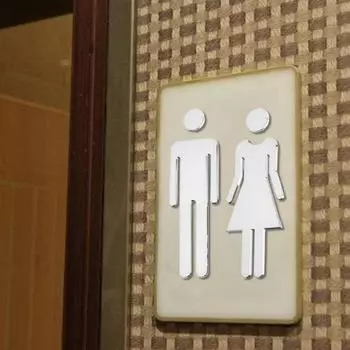 2 шт. акриловое зеркало для ванной комнаты, клейкая дверь туалета, туалет 3D, знак для мужчин и женщин, бизнес-ресторан, офис, отель, туалетная комната, настенная идентификация серебряный