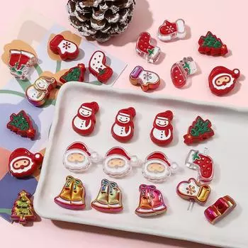 2 шт., акриловые эмалированные бусины ручной работы, подвески для ожерелья, браслета, брелок для телефона, цепочка для телефона, сделай сам, изготовление ювелирных изделий, рождественские украшения 17x24mm