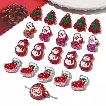 2 шт., акриловые бусины ручной работы из рождественской серии, подвески, свободные бусины-разделители для ожерелья, браслета, самостоятельное изготовление ювелирных изделий 10