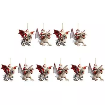 2 шт. Акриловый Санта Летающий Дракон 2D Плоский Динозавр Рождественская елка Декор для автомобиля (# 2)