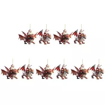 2 шт. Акриловый Санта Летающий Дракон 2D Плоский Динозавр Рождественская елка Декор для автомобиля (# 1)