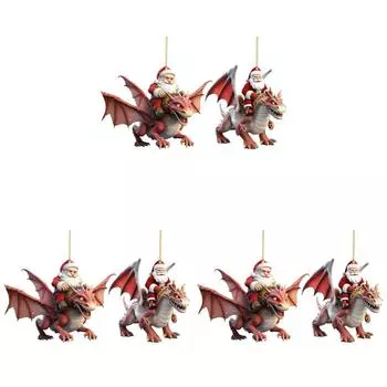 2 шт. Акриловый Санта Летающий Дракон 2D Плоский Динозавр Рождественская елка Декор для автомобиля (# 1)