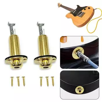 2 шт. акустическая электрогитара моно разъем штырь 6,35 мм гитарный ремень кнопка разъем штырь разъем выходной штырь золотой