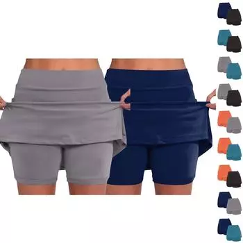 2 шт. эластичные брюки-кюлоты для йоги для женщин, однотонные спортивные шорты, легкие узкие однотонные бегуны с высокой талией L чёрный