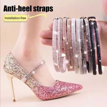 2 шт. эластичные ремешки для обуви на высоком каблуке, нерасстегивающиеся ремешки, съемные ремни для обуви со стразами для сандалий, свободные туфли без застежек, аксессуары для самостоятельного изготовления