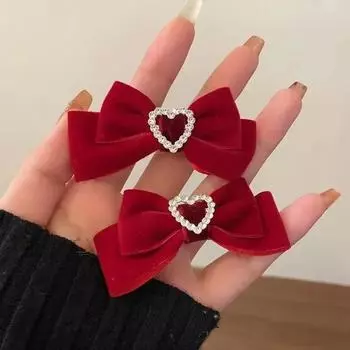 2 шт. элегантная принцесса бархатная детская заколка для волос милый пояс бант в стиле сердца заколки милые детские заколки BB для девочек детские головные уборы