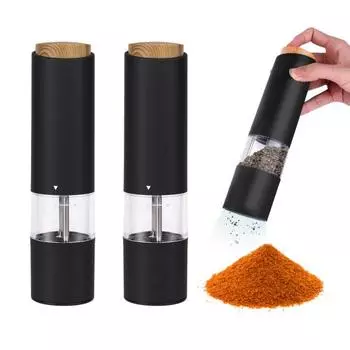 2 шт., электрическая мельница для соли и перца, набор, регулируемая степень грубости, светодиодная подсветка, работа одной рукой, многофункциональная дробилка для специй 2pcs