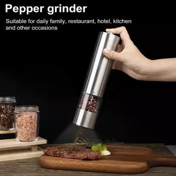 2 шт. электрическая мельница для соли и перца из нержавеющей стали с регулируемым керамическим сердечником, прозрачная и видимая, портативная