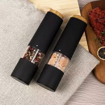 2 шт., электрическая мельница для соли и перца, набор, регулируемая степень грубости, светодиодная подсветка, работа одной рукой, многофункциональная дробилка для специй 2pcs