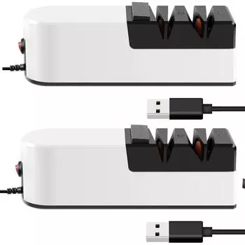 2 шт. электрическая точилка для ножей, профессиональное лезвие, экологически чистые кухонные гаджеты, керамическое лезвие для бритвы, электрическая точилка для ножей 200x76x55mm