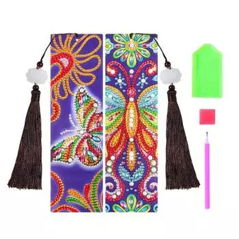 2 шт., алмазная закладка для рисования, специальная форма с кисточкой, яркий цвет, снятие стресса, сделай сам, закладка ручной работы B