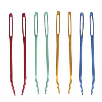 2 шт., алюминиевые спицы с изогнутым кончиком, гобеленовые штопочные спицы, швейная игла с большим ушком золотой