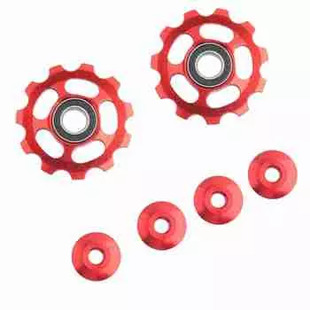 2 шт. алюминиевый 11T ролик заднего переключателя передач для велосипеда(красный)