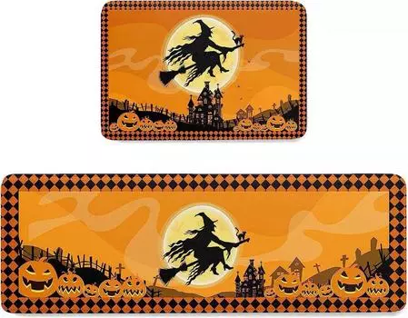2 шт. Американский кухонный пол тыква Хэллоуин украшение дома туалет коврик для двери крыльца длинный кристальный бархатный ковер 40X60and40x120cm