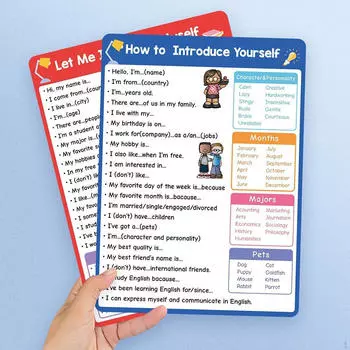 2 шт. Английский Вводный Обучающий Плакат Детский Сад Образовательный Инструмент Для Self Introduction