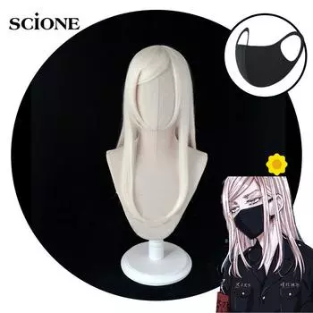 2 шт. аниме Токио Мстители Санзу Харучиё косплей парик длинные белые термостойкие волокна волосы с маской + бесплатная шапочка для парика Хэллоуин вечеринка Wig&Mask