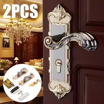 2 шт., антикварные ручки для входных дверей в европейском стиле, двойные замки с защелкой, набор с 3 ключами для деревянных и дверей