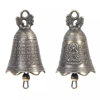 2 шт. антикварный колокольчик из Китая, мини-латунная медная скульптура, колокольчик для молитвы Гуаньинь