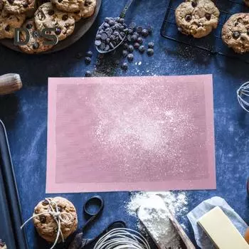 2 шт. антипригарный силиконовый коврик для выпечки, многоразовые легко очищаемые вкладыши для духовки для хлеба, печенья розовый