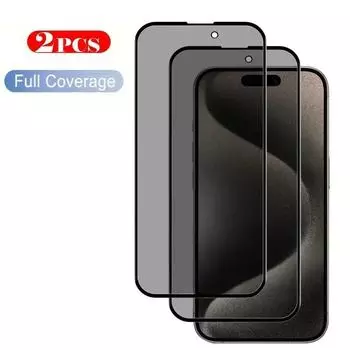 2 шт., антишпионское закаленное стекло для iPhone 15, 14, 13, 12, 11 Pro Max Mini, защитная пленка для экрана с полным покрытием для iPhone X XR XS Max 7 8 SE 3 2 6 6s Plus For iPhone 6Plus / 6sPlus чёрный