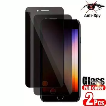 2 шт. антишпионское закаленное стекло для iPhone SE 2020 2023 SE2 SE3 7 8 iPhone7 iPhone8 Защитная пленка для экрана для iPhone 7 Plus 8 Plus 6 6S Plus 5 5S 5C iPhone SE 3 (4.7inch) чистый