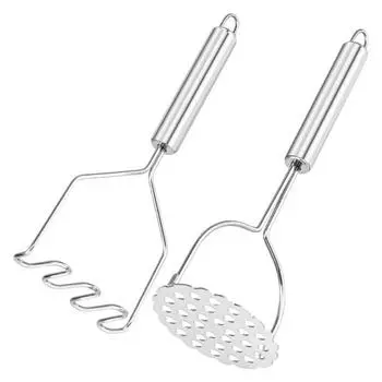 2 шт. эргономичная толкушка из нержавеющей стали, тяжелый инструмент, интегрированная кухонная толкушка для картофеля с ручкой для бобов авокадо