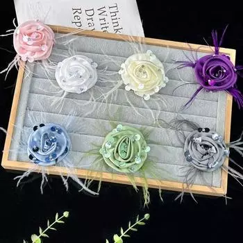 2 шт. атласная одежда аппликации ручной работы нашивка для одежды цветы перья аппликации украшения одежды фиолетовый