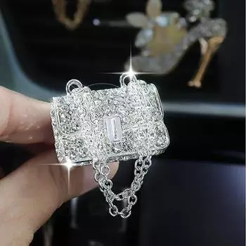 2 шт., автомобильная клипса для ароматерапии, вентиляционное отверстие, роскошная сумка со стразами, автомобильный воздух на высоком каблуке серебряный