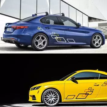 2 шт. Автомобильная наклейка с обеих сторон кузова, автовиниловая пленка, стильные персонализированные наклейки для автомобиля, сделай сам, спортивный стиль, наклейка, тюнинг, автомобильные аксессуары