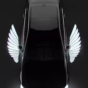 2 шт. Автомобильное зеркало заднего вида, приветственные крылья ангела, свет, динамический свет для ковра, окружающий свет, декоративный атмосферный свет
