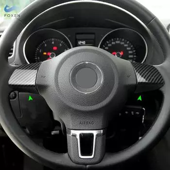 2 шт. автомобильные аксессуары ABS углеродное волокно с узором накладка на руль для VW Golf 6 MK6 Bora Polo Jetta Eos Touran