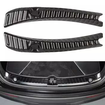 2 шт. автомобильные аксессуары, авто задний бампер, пластина для ног, защита края двери автомобиля, задняя крышка порога багажника для Tesla Model 3/Model Y Model 3 углеродного волокна черного