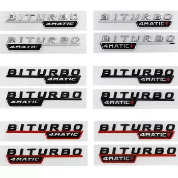 2 шт. автомобильные буквы на крыле, значок BITURBO 4MATIC Plus, наклейка-эмблема для C43 E43 GLE43 GLC43 W205 W213, аксессуары Gloss Black4MATIC)