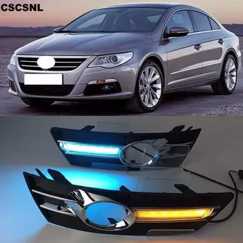 2 шт. автомобильные фары для PASSAT CC 2009 2010 2011 2012 2013 светодиодные DRL дневные ходовые огни с крышкой противотуманной фары чёрный