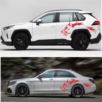 2 шт. автомобильные наклейки «Бегущий волк», модные виниловые наклейки, боковые двери, пикап, грузовик, автомобильная наклейка