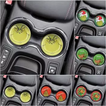 2 шт. автомобильные подставки для чашек, рождественский автомобильный подстаканник, вставка-подставка, универсальные аксессуары для салона автомобиля, коврики для чашек One Size