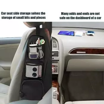 2 шт. Автомобильные сумки для хранения с несколькими карманами, большая вместимость, застежка-молния, универсальные, для сиденья автомобиля чёрный