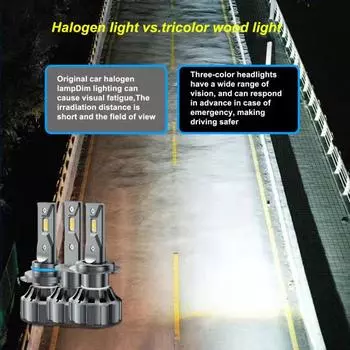 2 шт. Автомобильные светодиодные лампы 3 для фар, температура цвета 12000 супер ярких люменов IP68 9005
