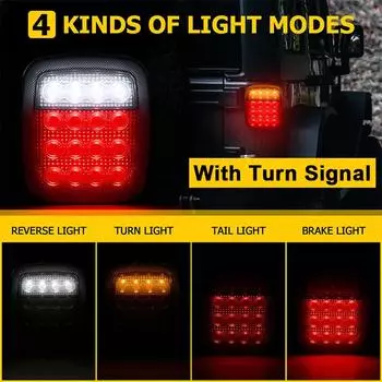 2 шт. Автомобильные светодиодные задние фонари, дымчатый корпус, 16 светодиодных задних фонарей, стоп-сигналы, сигналы заднего хода для Jeep Wrangler YJ TJ CJ
