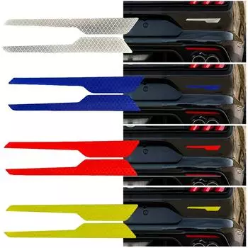 2 шт. Автомобильные внешние аксессуары, светоотражающие полосы безопасности на бампере автомобиля, светоотражающие наклейки на кузов автомобиля, предупреждающие наклейки, декоративная наклейка красный