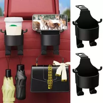 2 шт. автомобильный держатель для чашки, крючок для подголовника, сильный подшипник, многофункциональный держатель для телефона, автодержатель на спинку сиденья, вешалка, аксессуары для салона автомобиля чёрный