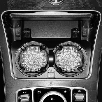 2 шт. Автомобильный держатель для стакана с водой, алмазный кристалл, подставка для автобутылки, противоскользящие держатели для стаканов, блестящие автомобильные аксессуары для девочек чёрный