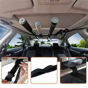 2 шт. автомобильный держатель для удочки, ремни с крепежной лентой, регулируемые быстроразъемные автомобильные ремни для хранения удочек чёрный