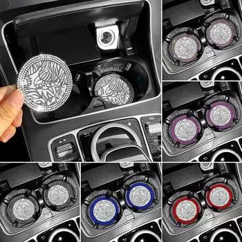 2 шт. автомобильный подстаканник подстаканник силиконовый кожаный авто подстаканник нескользящий универсальный блестящий автомобильный аксессуар для женщин чёрный